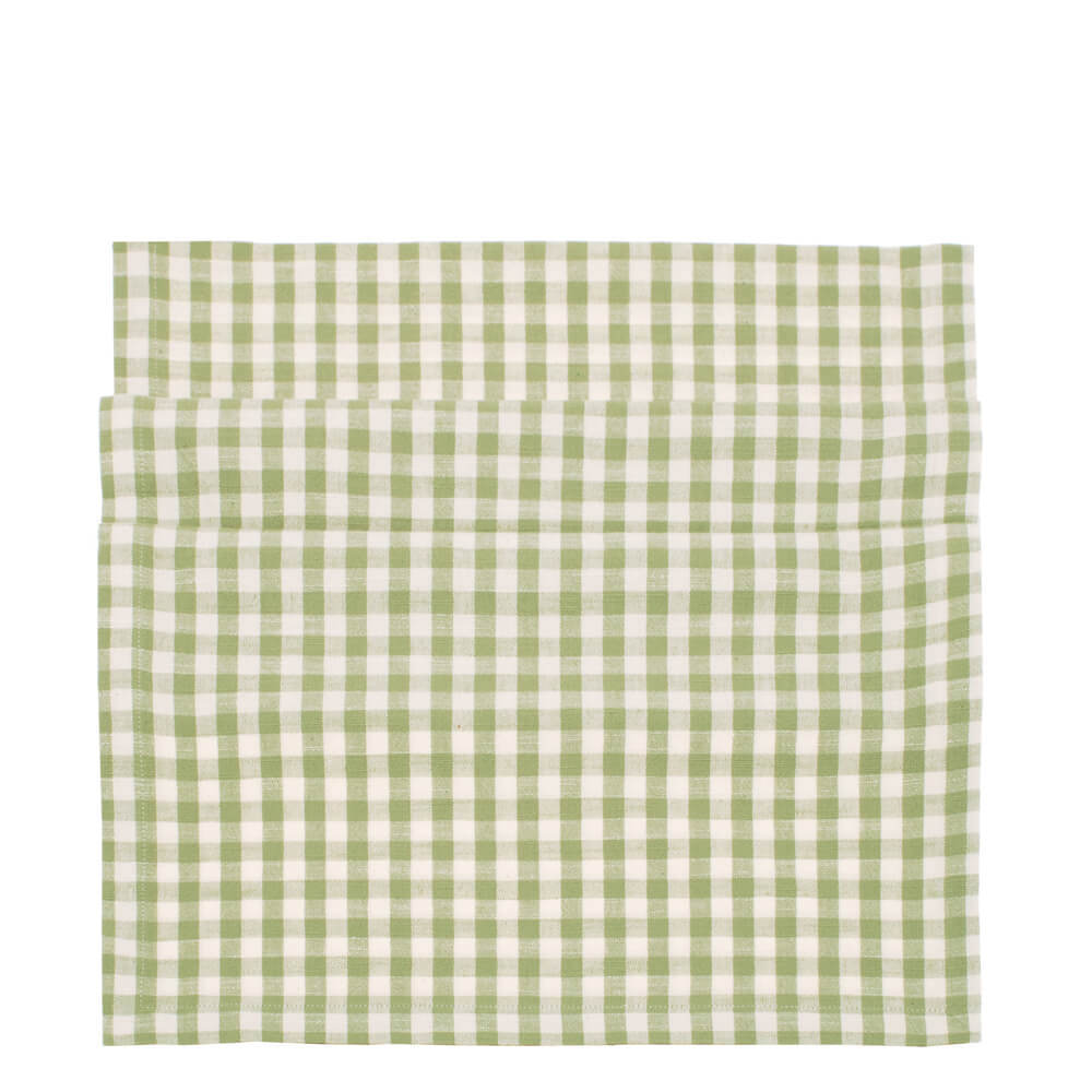 Walton & Co Pale Olive Gingham Table Runner